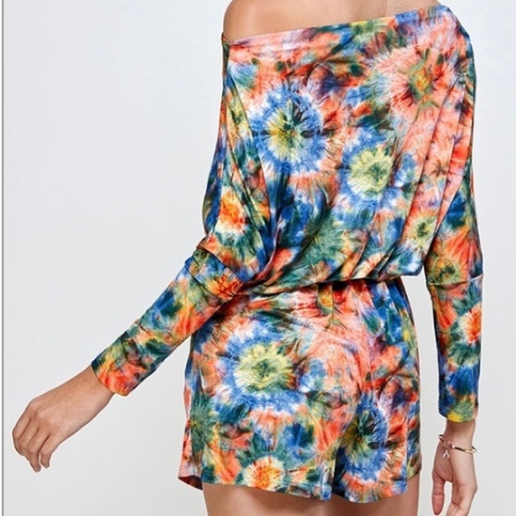 Watermelon Tie Dye long sleeve Romper Plus size 3X - Picture 4 of 9